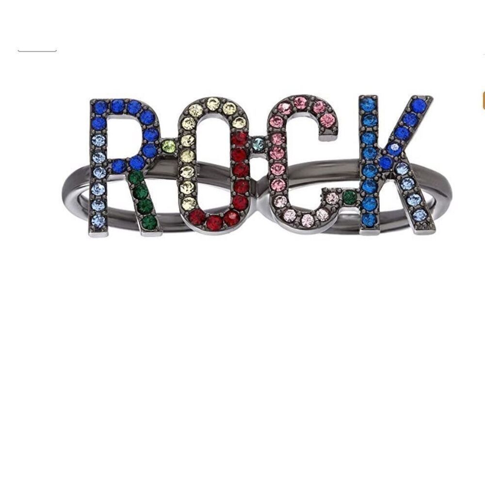 Steve Madden Rainbow Rock Ring Duo~New
